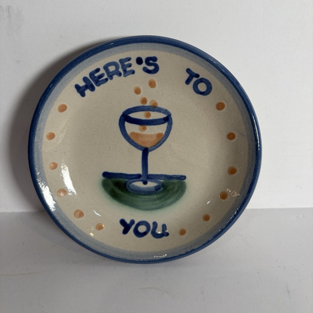 VTG Hadley M. A. Pottery Here's To You Trinket Coaster Louisville Kentucky USA
